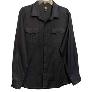 Rock & Republic Mens Large Dress Shirt Casual Button-Down Navy Black Very Nice